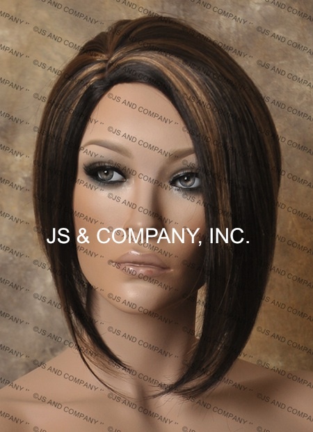 Asymmetrical Short Brown Strawberry Mix Side skin top parting Wig WBPA 4-27