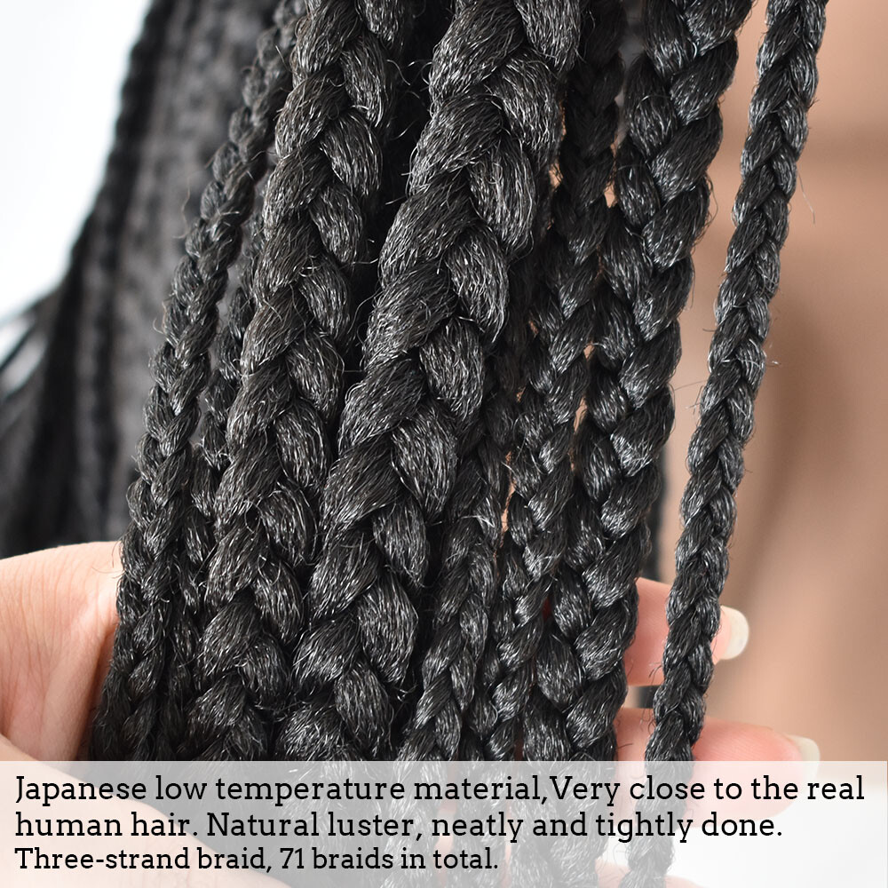Lace Front Box Braids Cornrow Women Wigs Baby Hair Kanekalon Synthetic 31″ Long