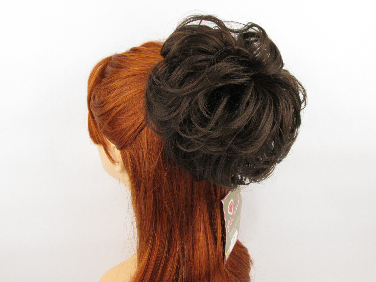 SLIGHTLY WET CURLY WAVY CHIGNON MESSY BUN UPDO DOME HAIRPIECE DRAWSTRING WIGLET