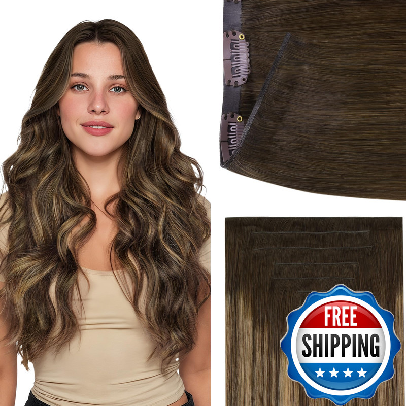 Goo Goo Genius Clip In Hair Extensions 14Inch 110G 7Pcs Seamless Pu Clip In