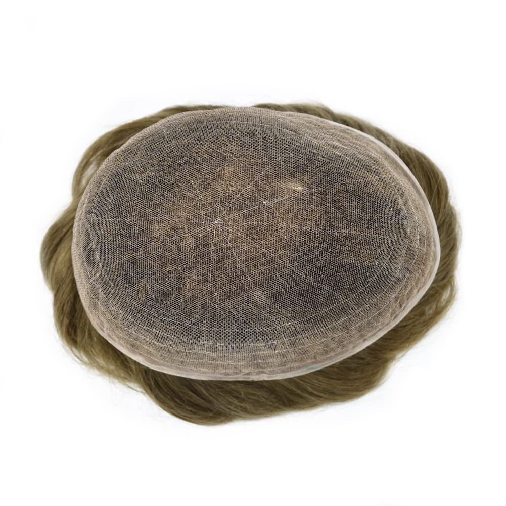 Natural Full French Lace Mens Toupee Hair Piece Replacement System for Mens Wig