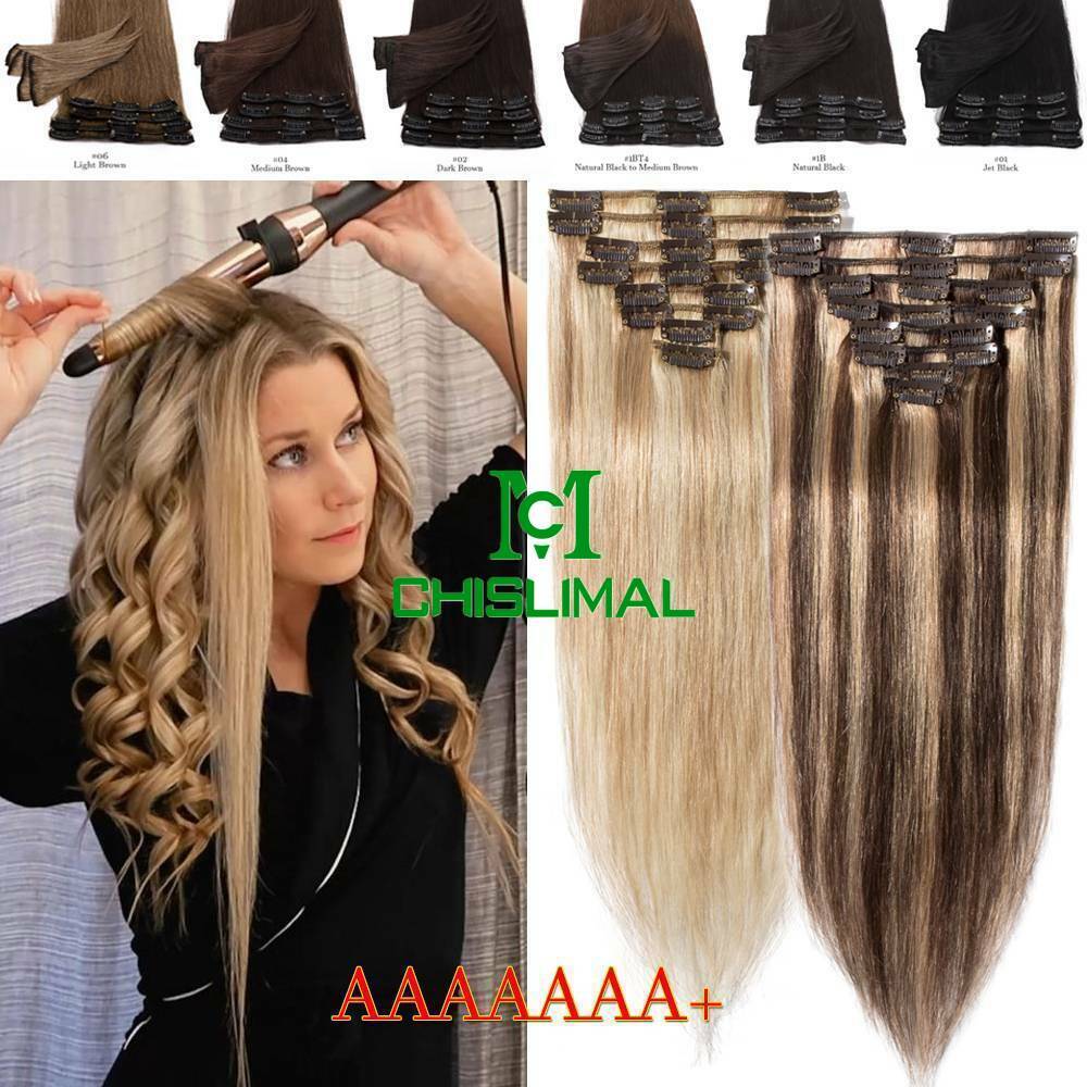 New 8pcs Clip In Human Hair Extensions 80g 120g 16- 28inch Remy Hair Salon Hair