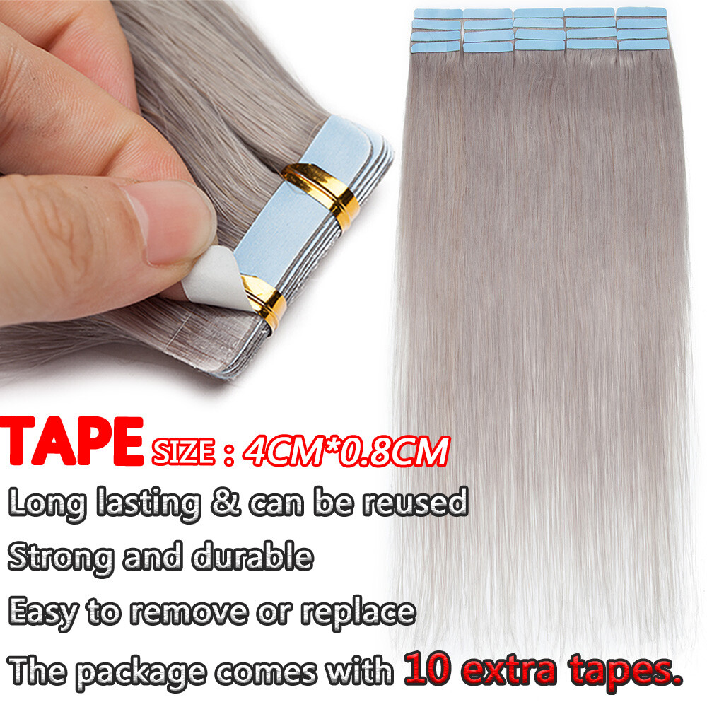 60PCS THICK Russian Tape In Remy Human Hair Extensions Skin Weft Full Head Ombre