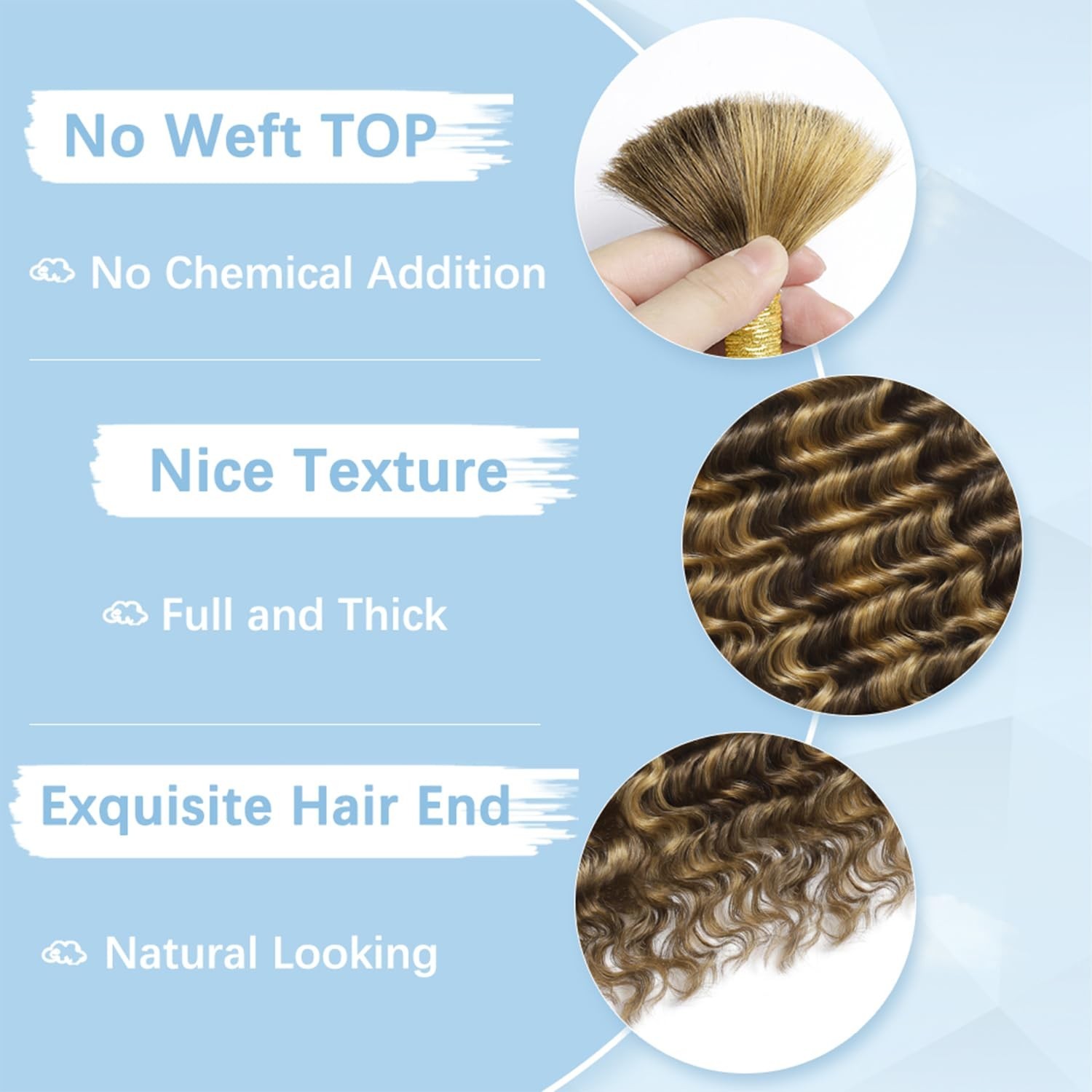 Ombre Deep Wave Braiding Hair 6 Bundles 150g 16″ Virgin Curly Extensions 12A