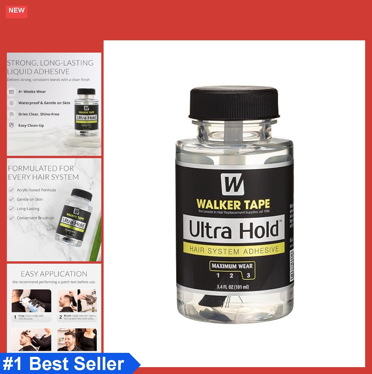 Brush-On Wig Adhesive 3.4 oz Waterproof Clear Liquid Hairpiece Bonding Glue