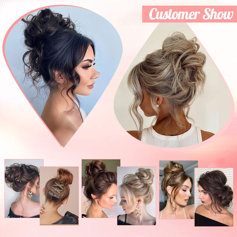 Thin Curly Bun Hair Piece Scrunchie Updo 100% Natural Synthetic Hair Extension