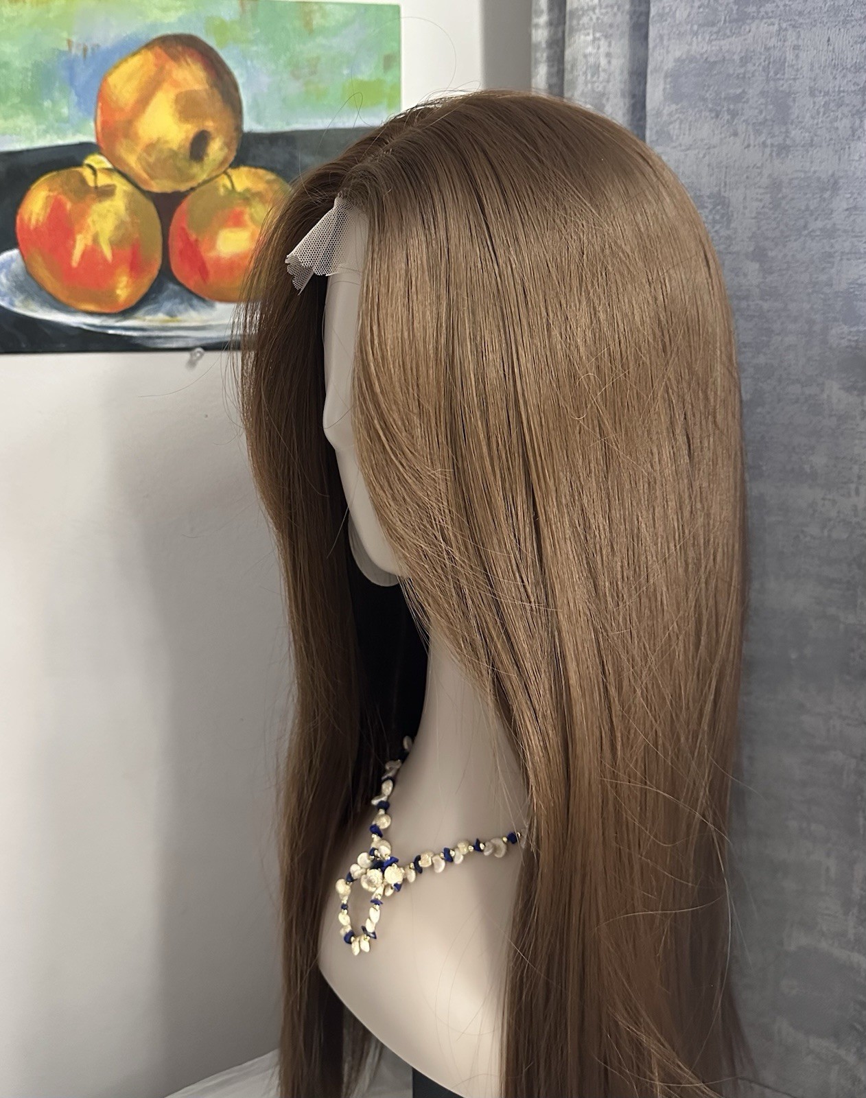 Lace Front 24in Light Brown Straight Middle-Part Wig for Women