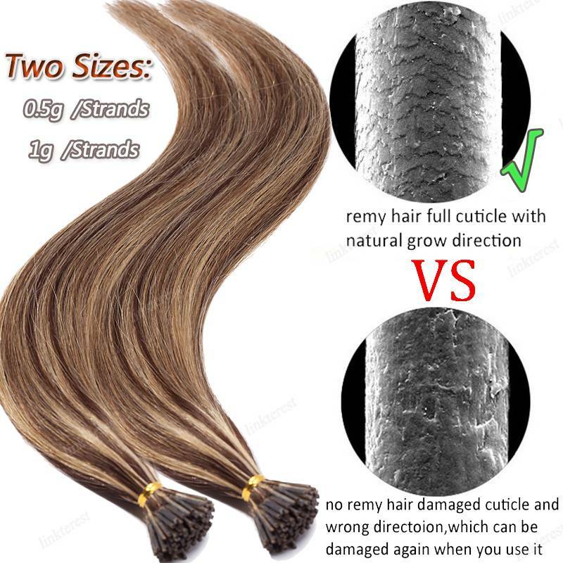 Thick 1G Per Strands Russian Stick I Tip Real 100% Remy Human Hair Extensions US