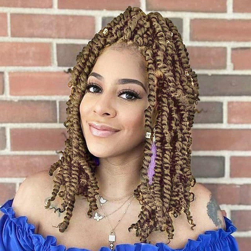 Ameli Passion Twist Crochet Hair 10 Inch Passion Twist Hair 8 Packs Pre-Twisted