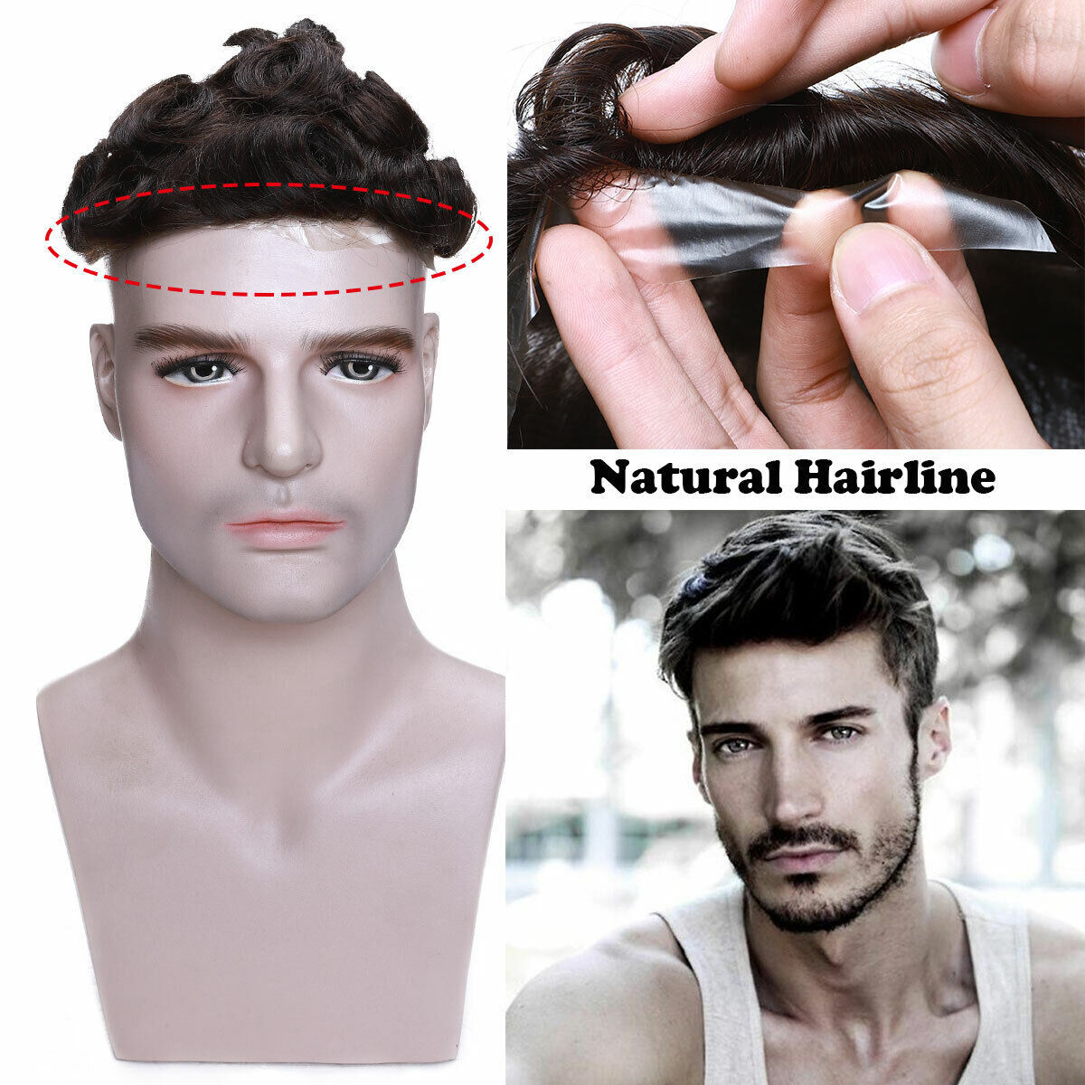 Ultra Thin Skin Mens Toupee Invisible Men Hair Replacement System TOP Hairpieces