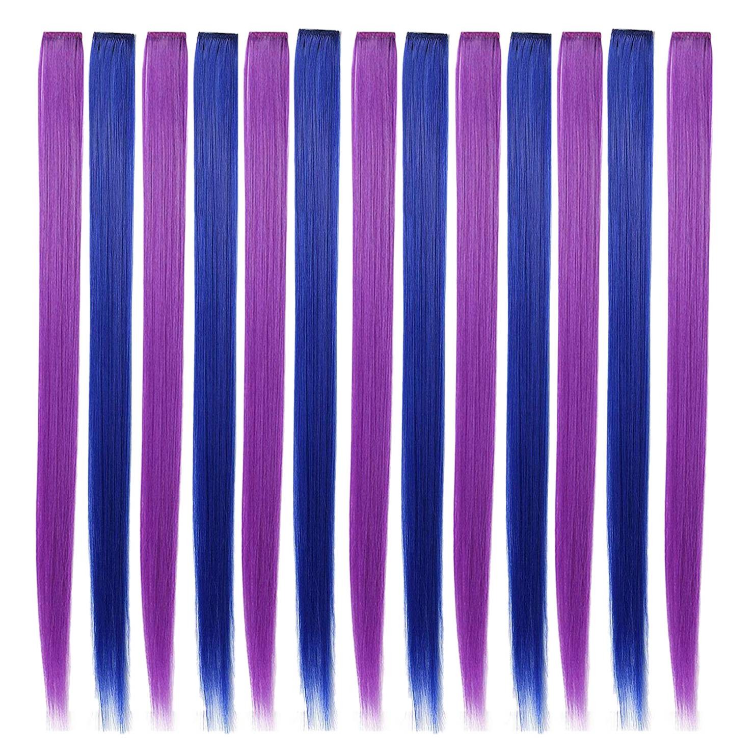 13 Pcs Colored Party Clip in Hair Extensions 55cm Straight6994