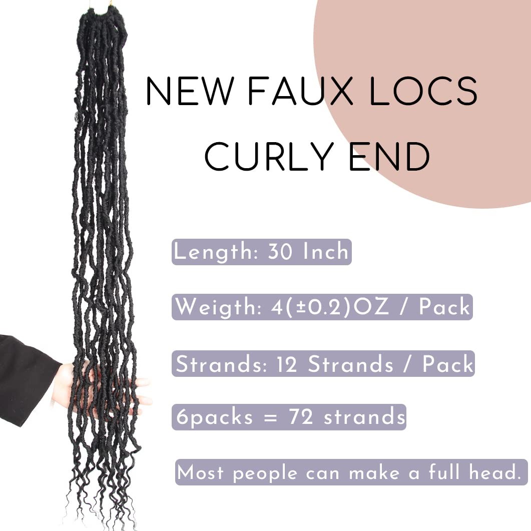 BOHOBABE 30″ Boho Soft Faux Locs Crochet Hair Wavy Curly Ends