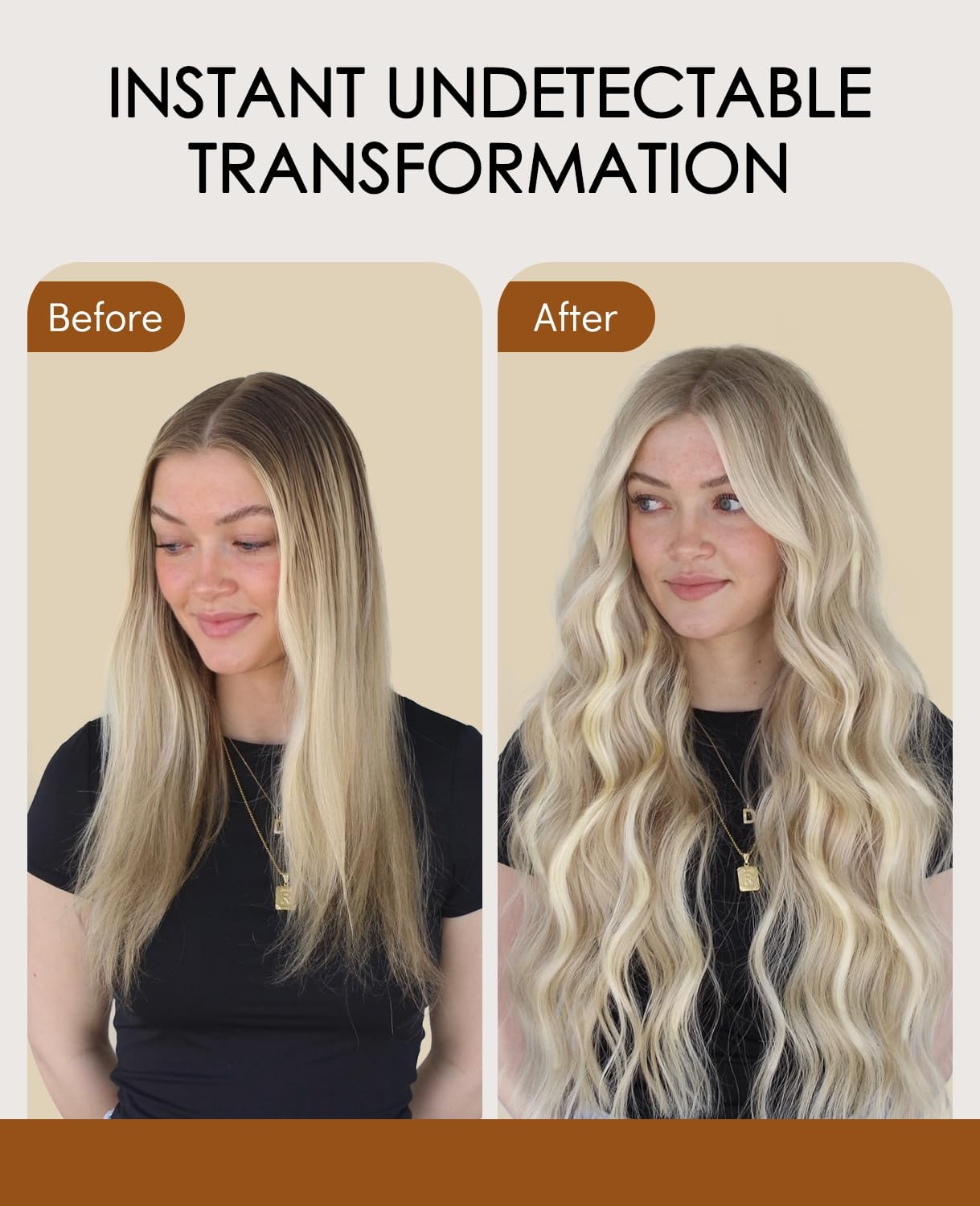 Vinbao 55G Invisi Edge Tape In Human Hair Extensions Dirty Blonde Highlighted