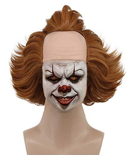 Short Fluffy Brown Curly Horror Pennywise Wig Halloween Cosplay Wig Costume A…