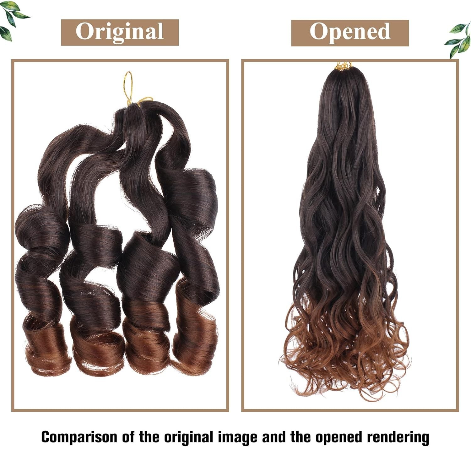 COOKOO 18 Inch 9 Packs Ombre Brown Spiral Loose French Curls Braiding Hair, T30#
