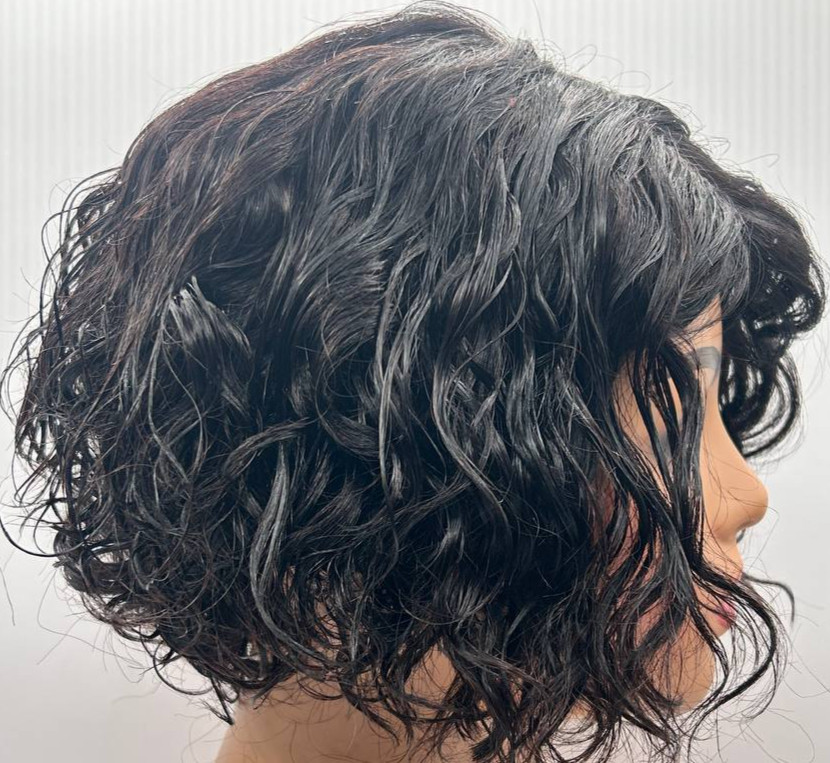 Fancy Hair 8in Deep Curly Pixie Cut Black Bob Remy Human Hair Wig