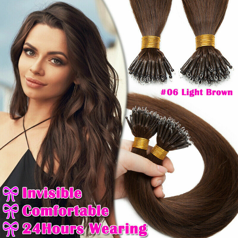Double Drawn Nano Ring Hair Extensions Micro Nano Beads Tip Remy Real Human Hair