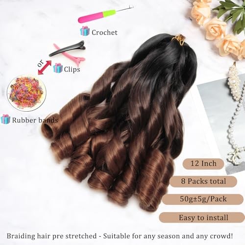 French Curl Braiding Hair, 8 Packs | French Curl Crochet 12 Inch 1B/33/30