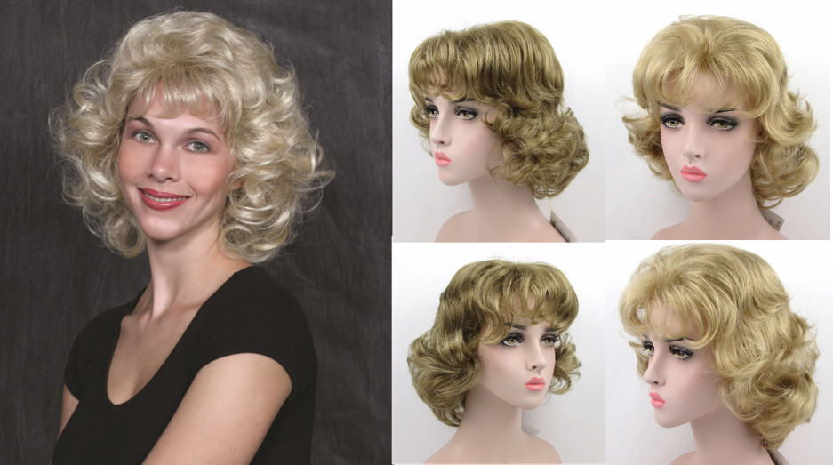 WOMEN SHORT COLLAR-LENGTH GYPSY PAGE LOOSE CURLS CURLY WIG HANNAH GOLDEN GIRLS