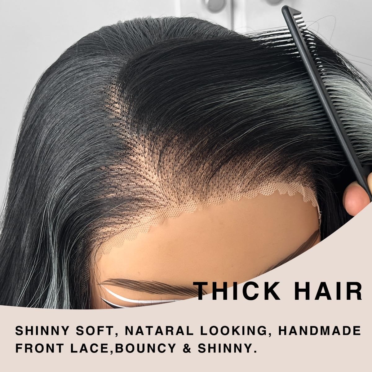 LACE FRONT WIG HUMAN HAIR BLENDED HIGHLIGHTS BODYWAVE