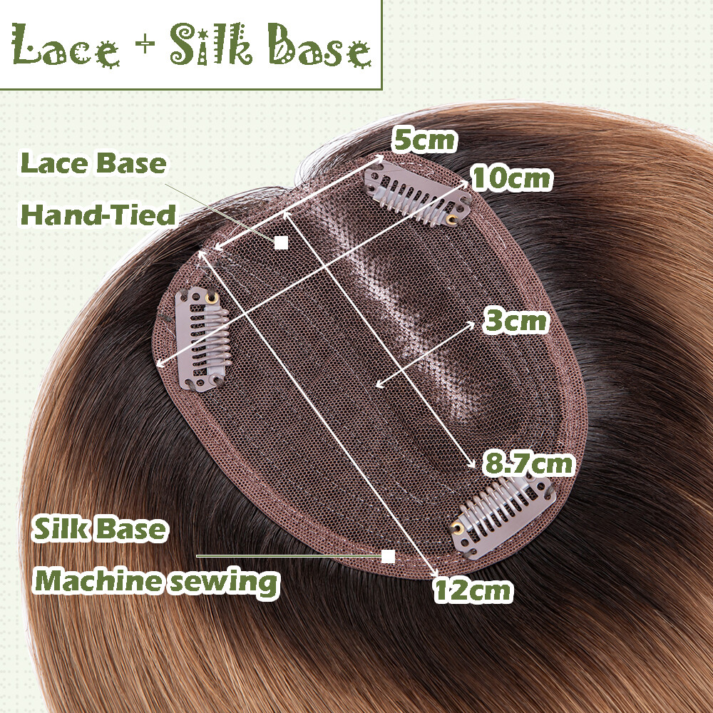 100% Real Human Hair Toppers 130% Density 10x12cm Women Side Part Clip In Wiglet