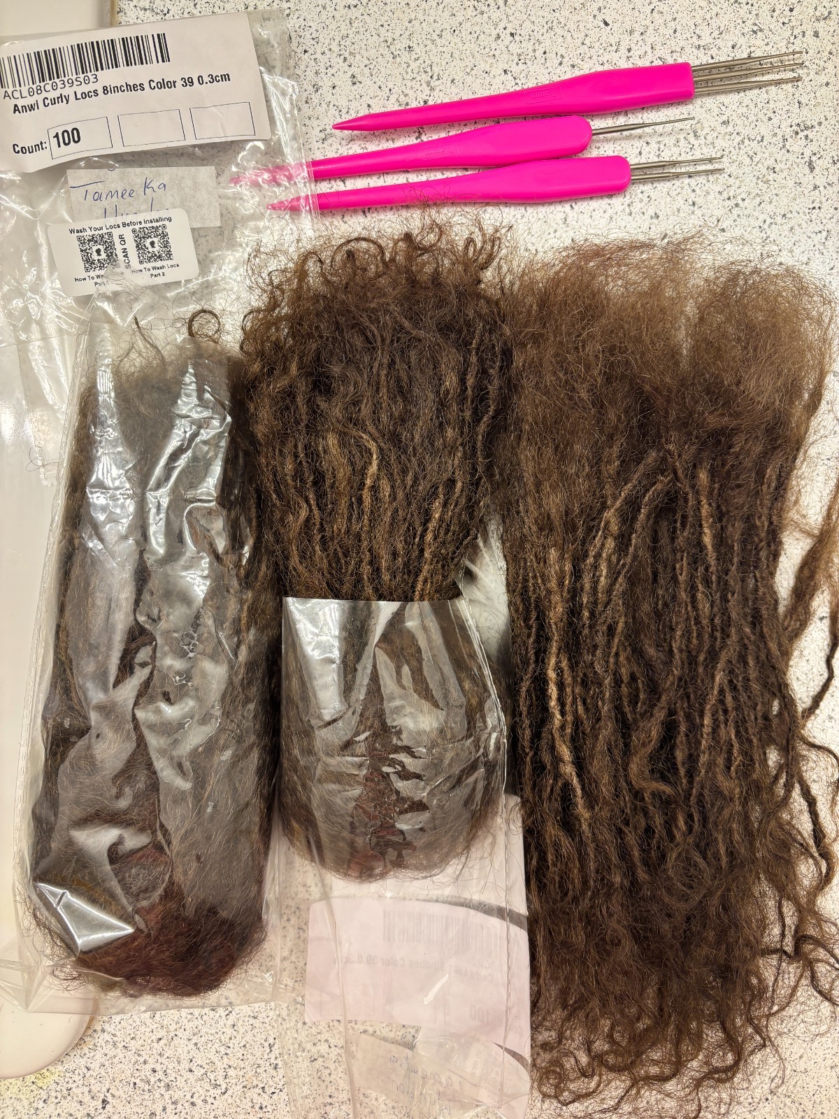 8 Inch Human Hair Locs W/ Curly Tips. Size: (S-Med) 3cm each in Bundles = 275