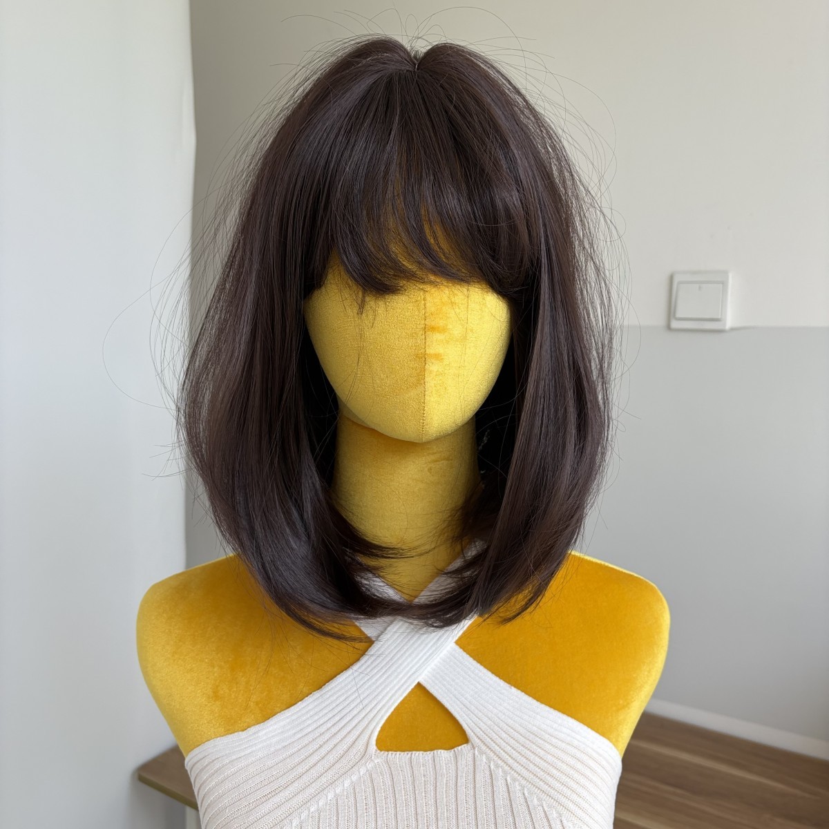 Cosplay Party Wigs With Fringe Straight Choc Brown Halloween Heat Resistant Hair