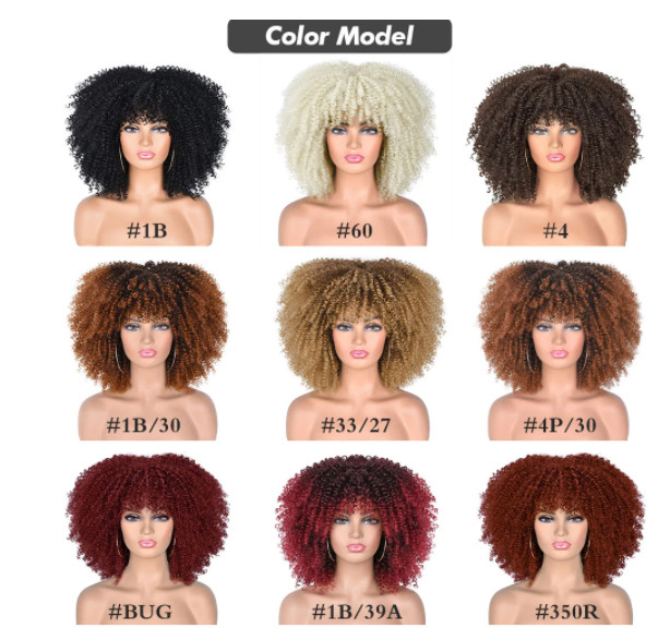 Ombre Burgundy Synthetic Curly Wigs Shoulder Length Glueless Afro Wig (1B/BUG#)