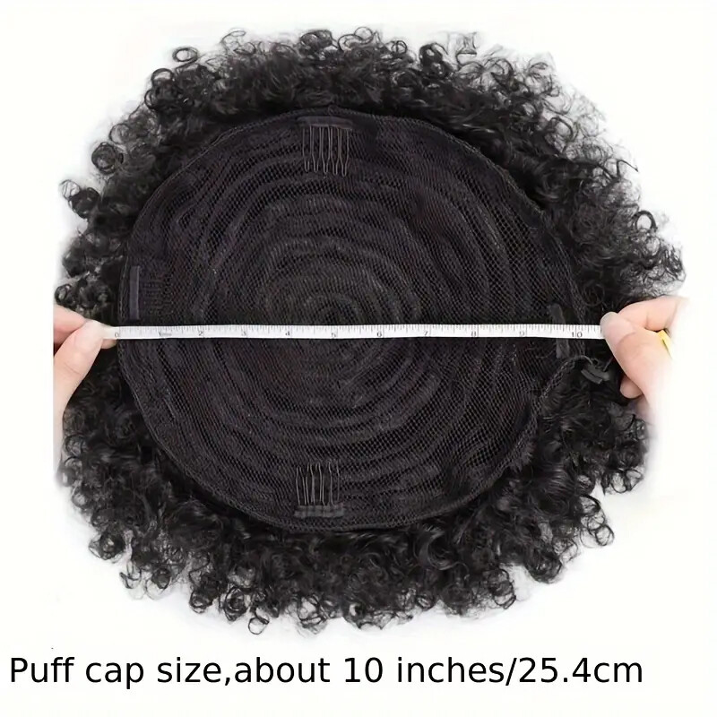 Clip in Human Afro Puff Drawstring Ponytail Bun Scrunchie Updo Chignon Hairpiece