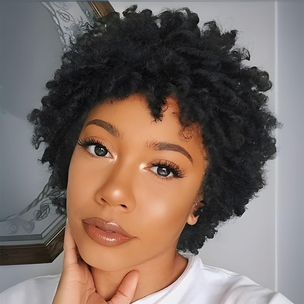 Faux Locs Hair Short Dreadlock Wig Black Afro Curly Kinky Twist Braided Wigs