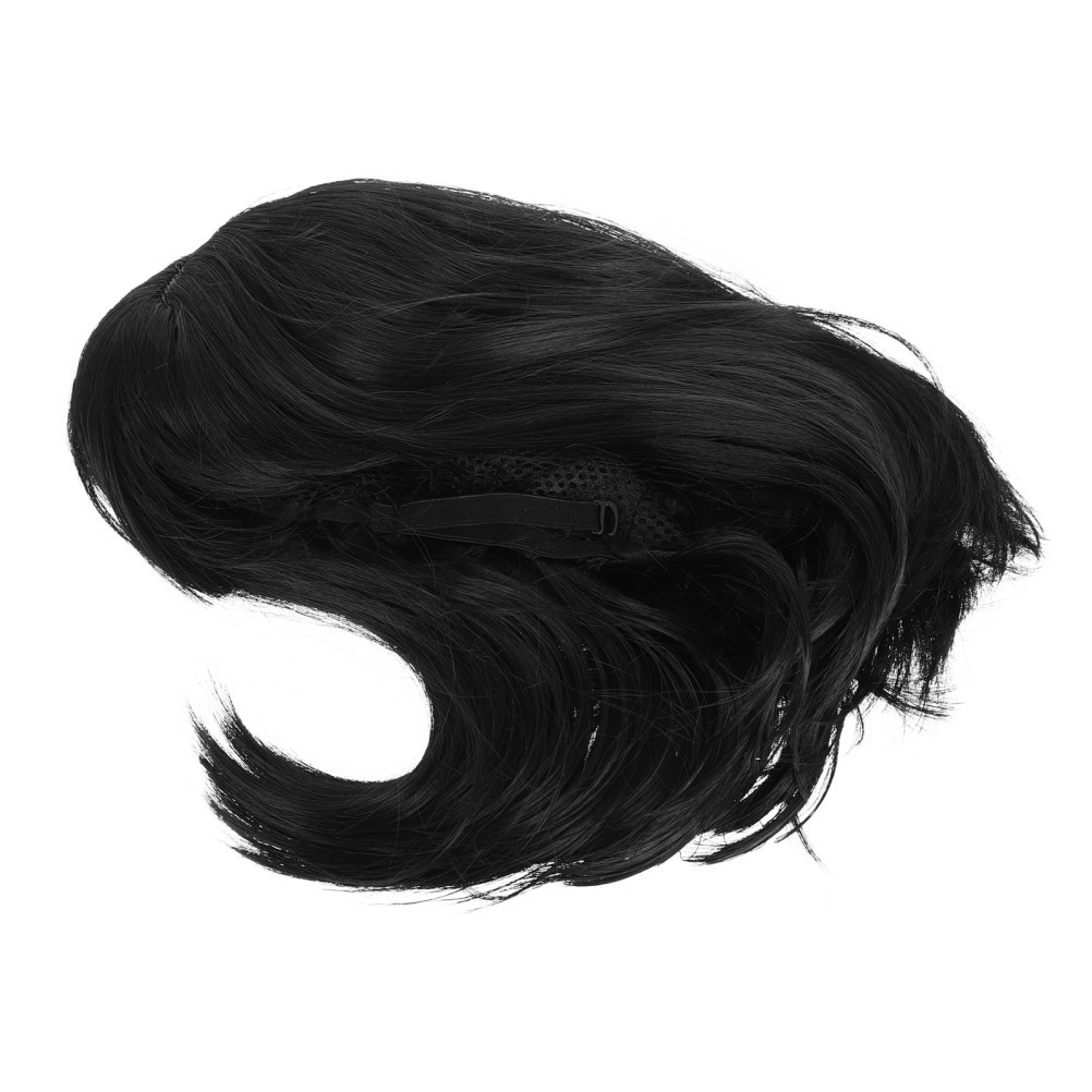 Short Black Synthetic Fiber Wig With Sweet For Women Cosplay And Parties