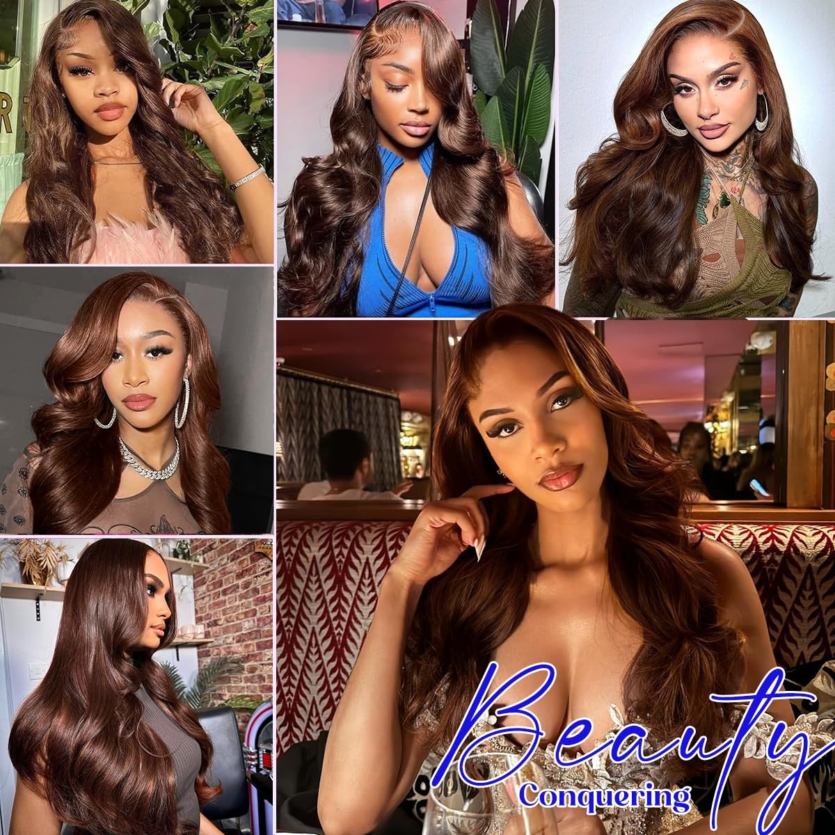 Lukymart Chocolate Brown Lace Front Wigs Human Hair Pre Plucked 13X4 Hd Body