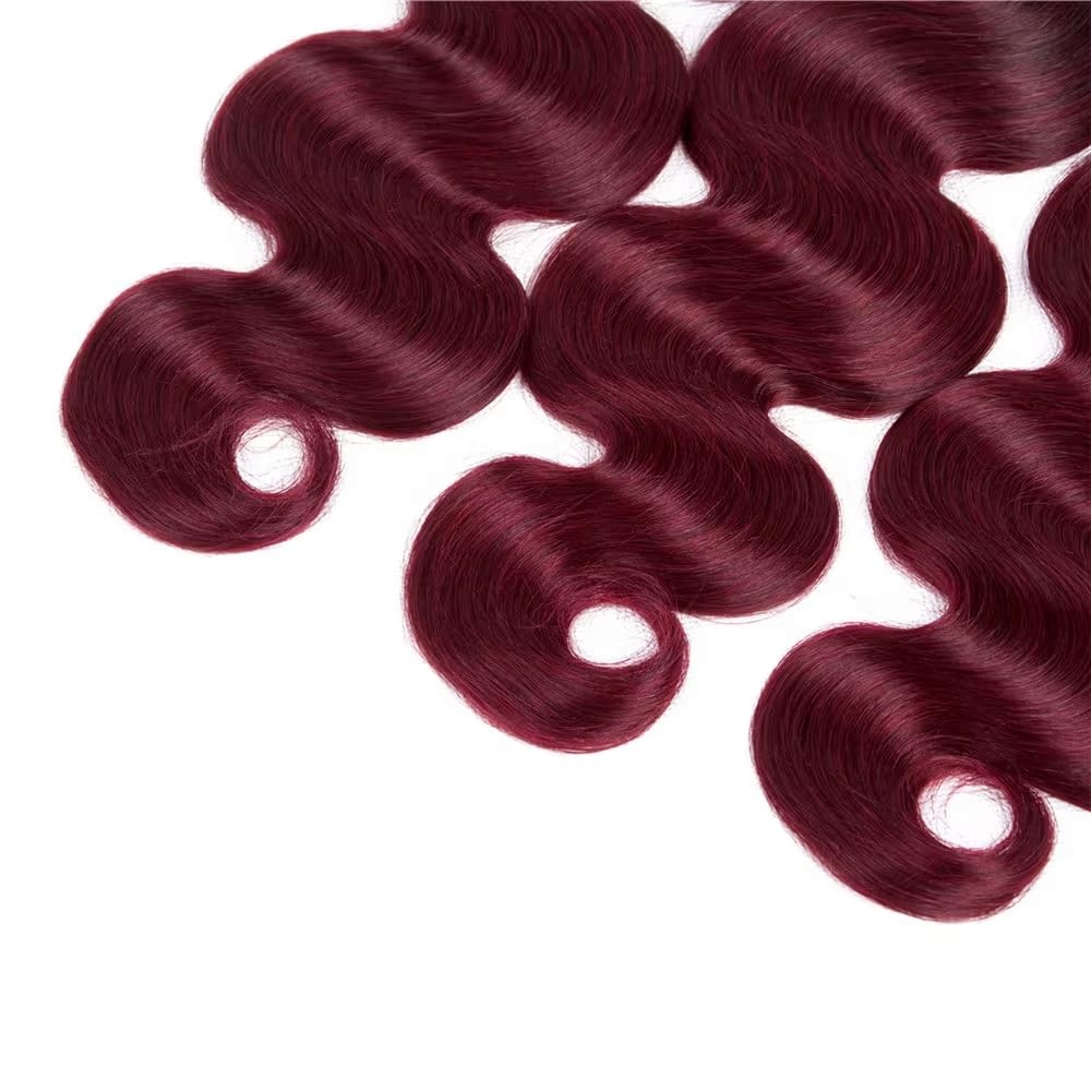 Niciitysi Ombre Two Tone Black And Burgundy Bundles Color 1B99J Body Wave Human