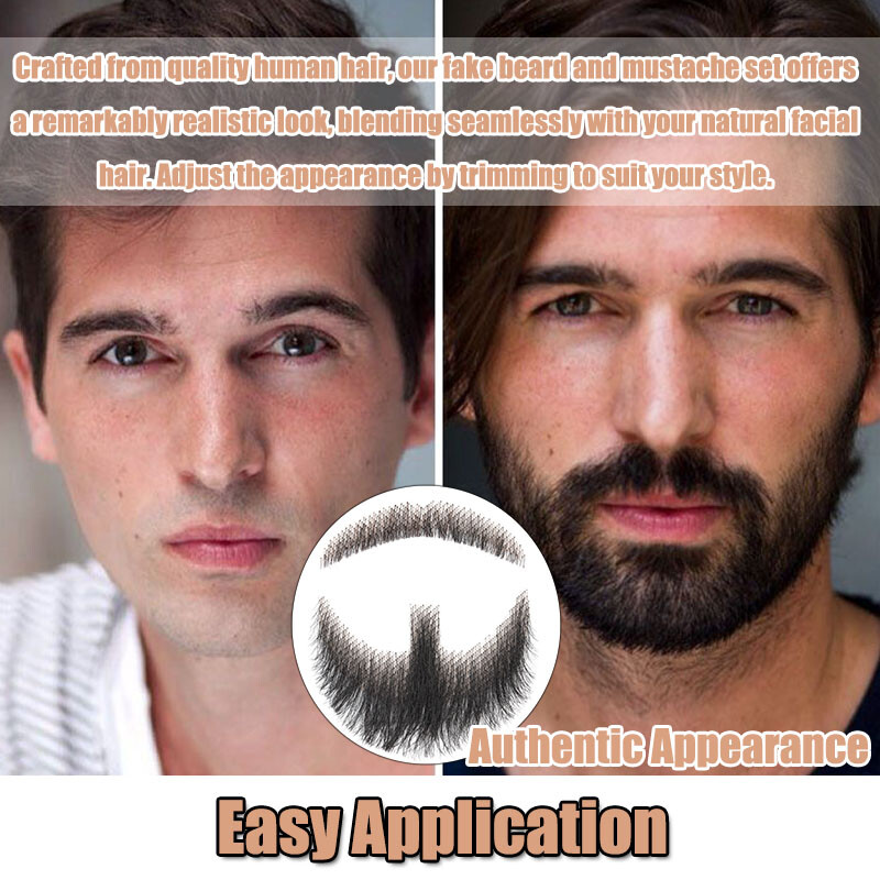 Fake Beard 100% Human remy Hair Face Beard and Mustache Adults Film Makeup cos