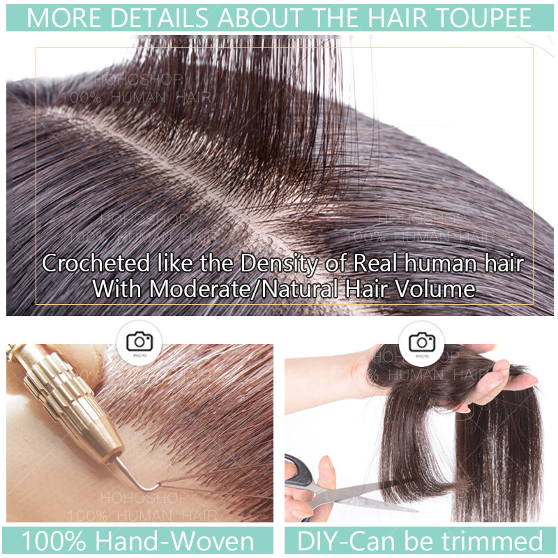 Women Tooper/Clip In Remy Human Hair Silk Base Hairpiece Toupee Wig Highlight US