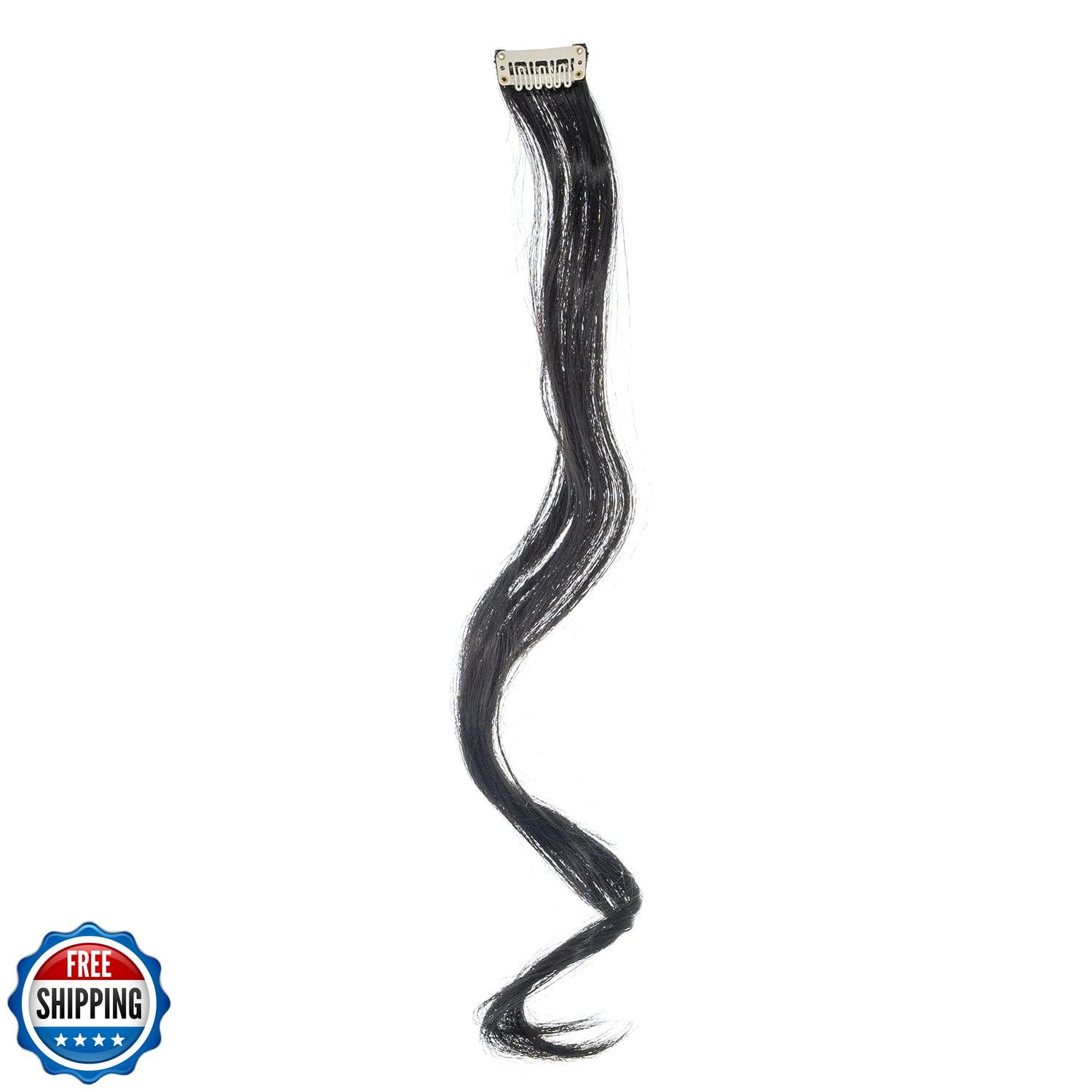 SWACC 12 Pcs Curly Wavy One Color Party Highlights Clip on in Hair Extensions