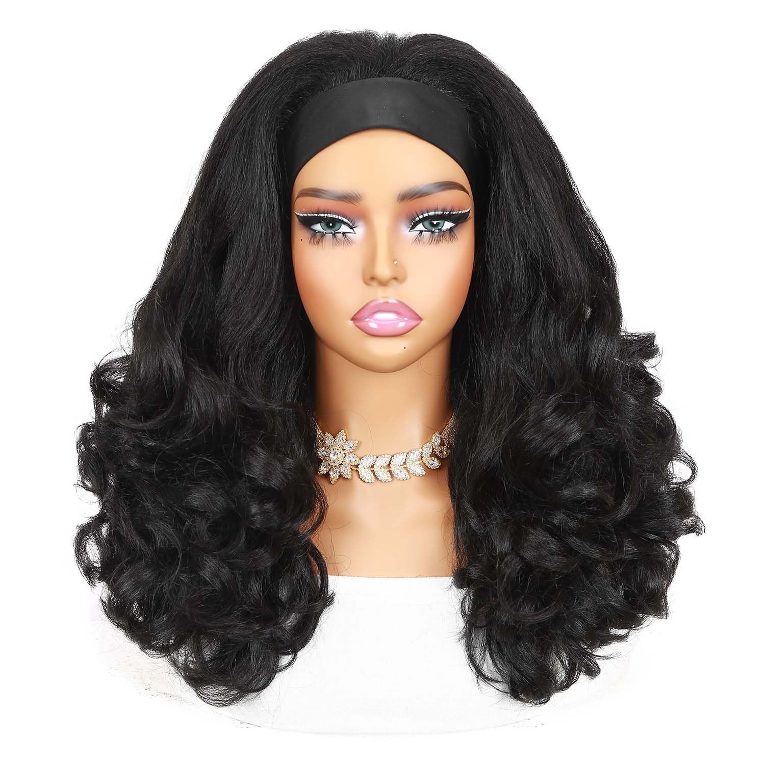 Yaki Curly Headband Wigs for Black – Kinky Straight Black Headband Curly Ends…