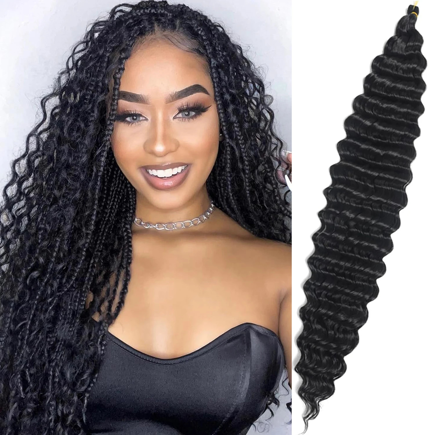 Deep Wave Crochet Braids Ocean Wave Curly Braiding Hair Extensions For Women