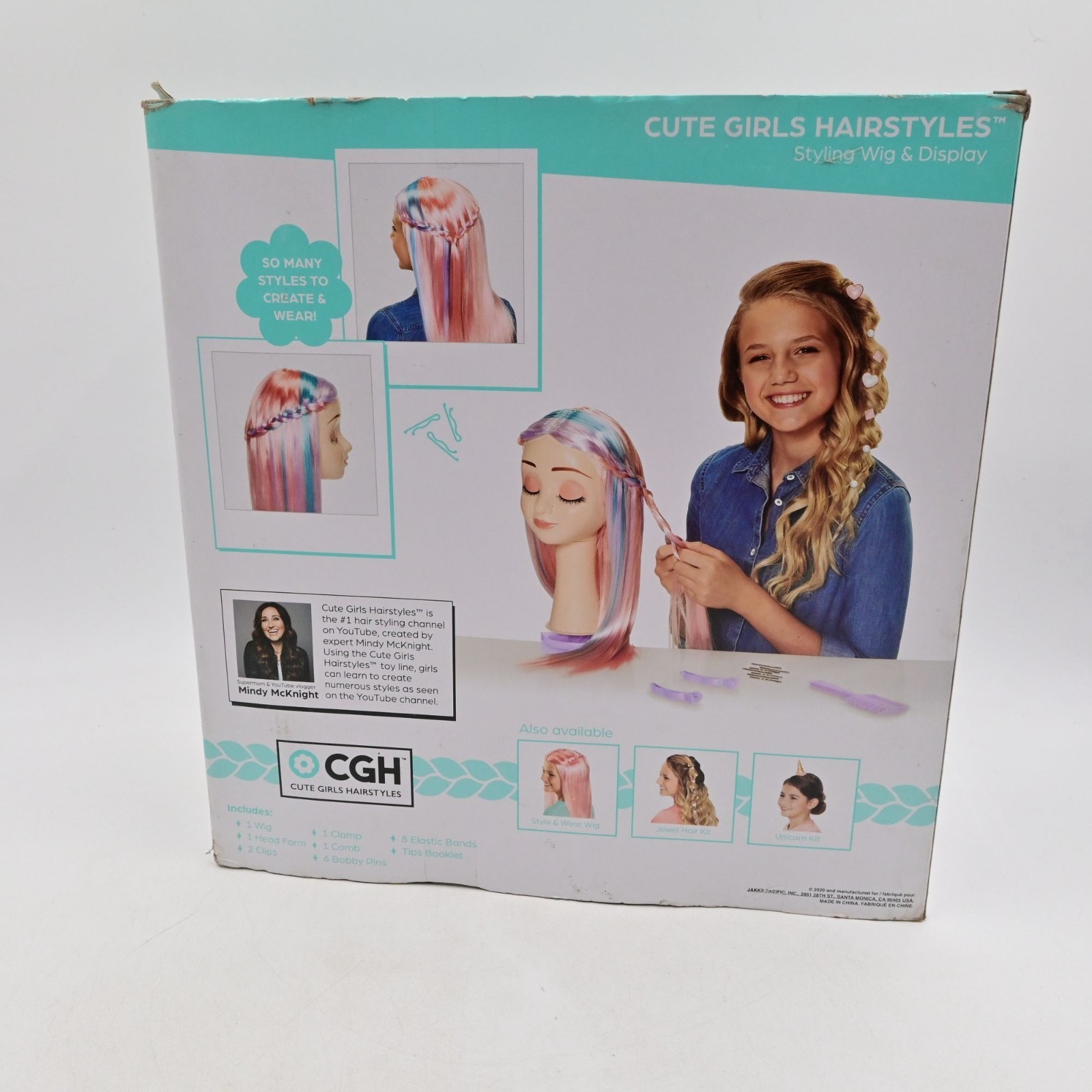 CGH Cute Girls Hairstyles Wig with Styling Head – Straight Multi-Color Hair