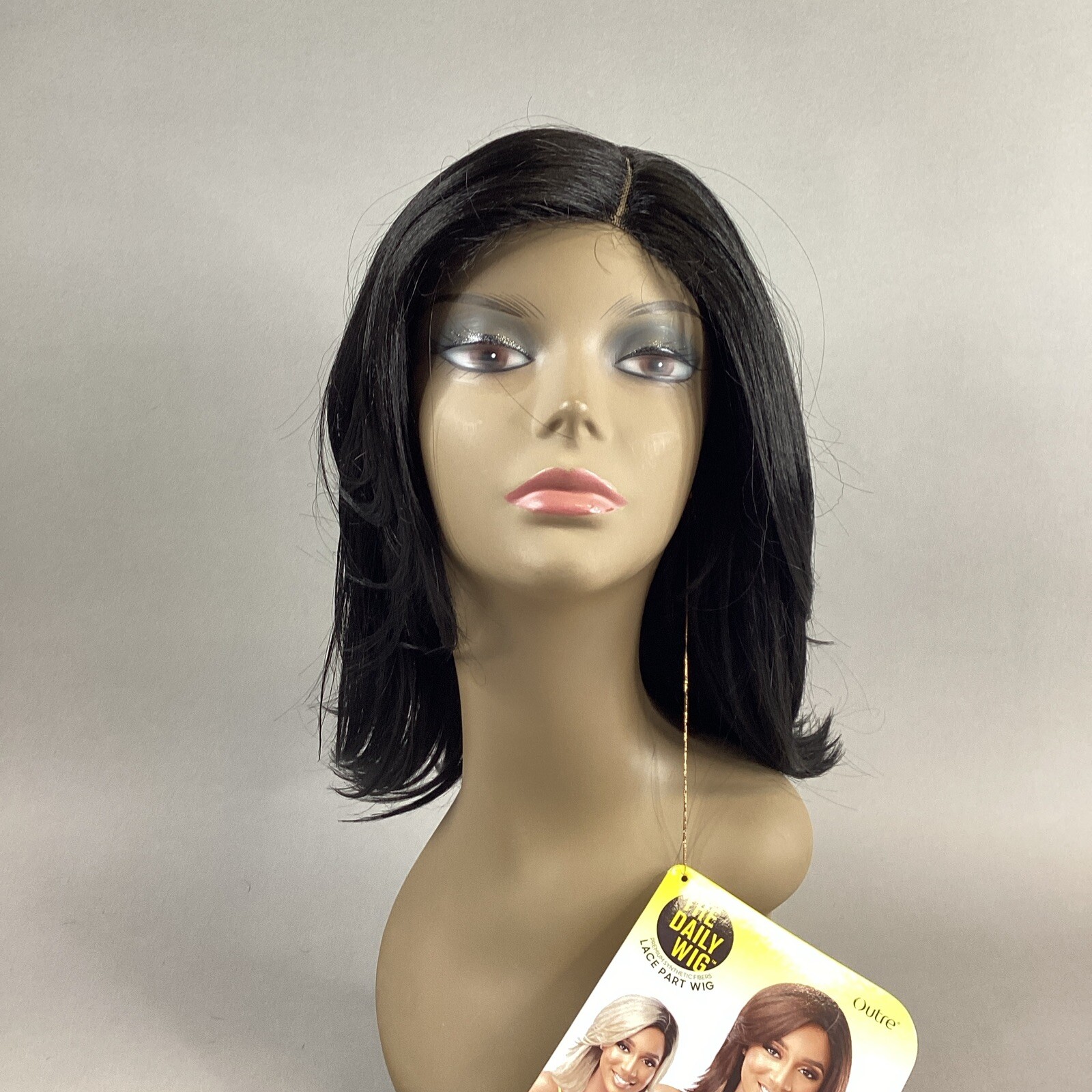 Sterling 14” Straight #1B Off Black Premium Synthetic Lace Part Wig