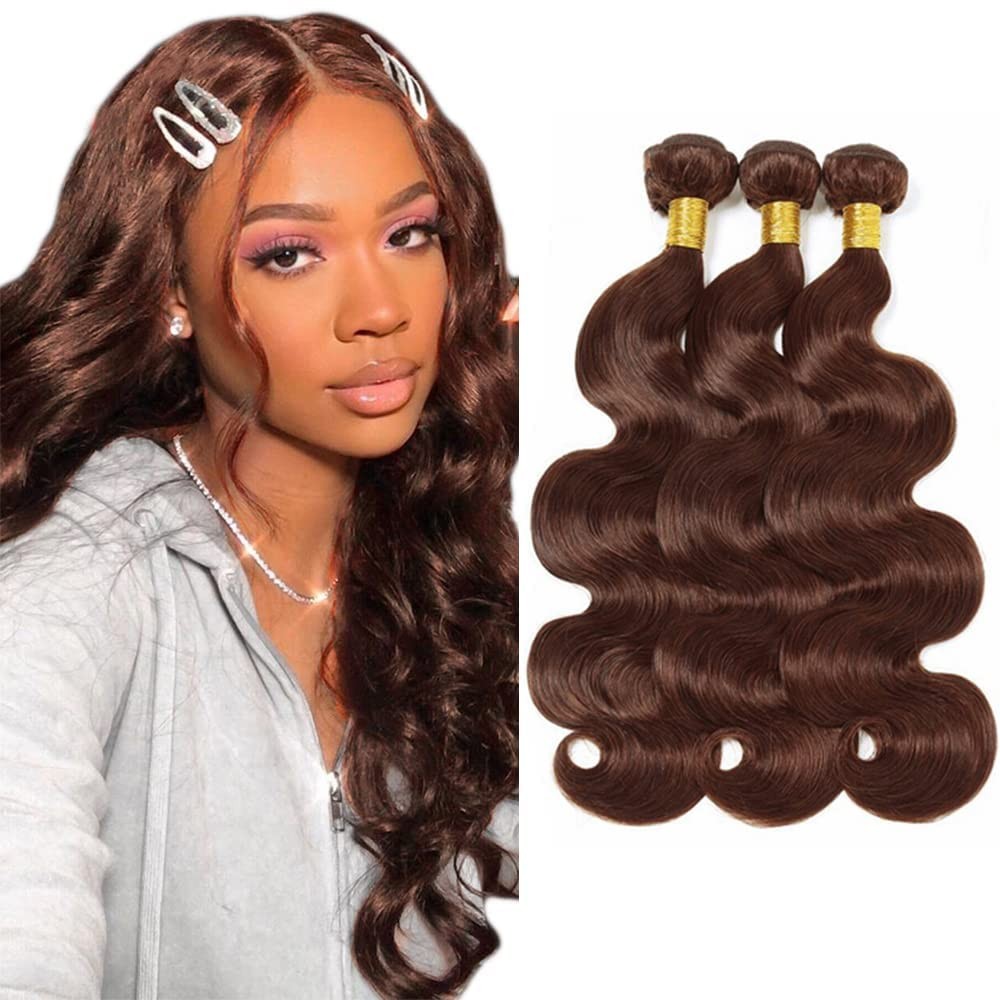 Aonbamds 4 Chocolate Brown Bundles Human Hair Body Wave Bundles 16 16 16 Inch