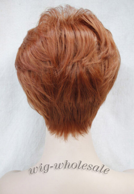 Women Short Wig Bob Pixie Brown Blonde Mix Natural Full Hair Wigs Daily