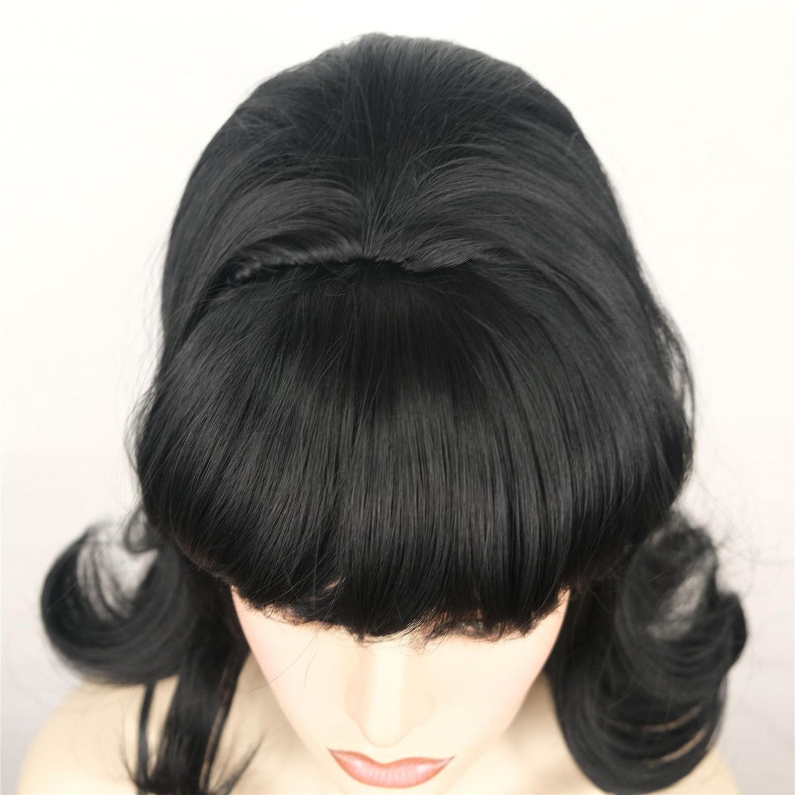 Retro Short Black Wigs with Bangs Bouffant Beehive Wigs 50s 80s Costume Hallo…