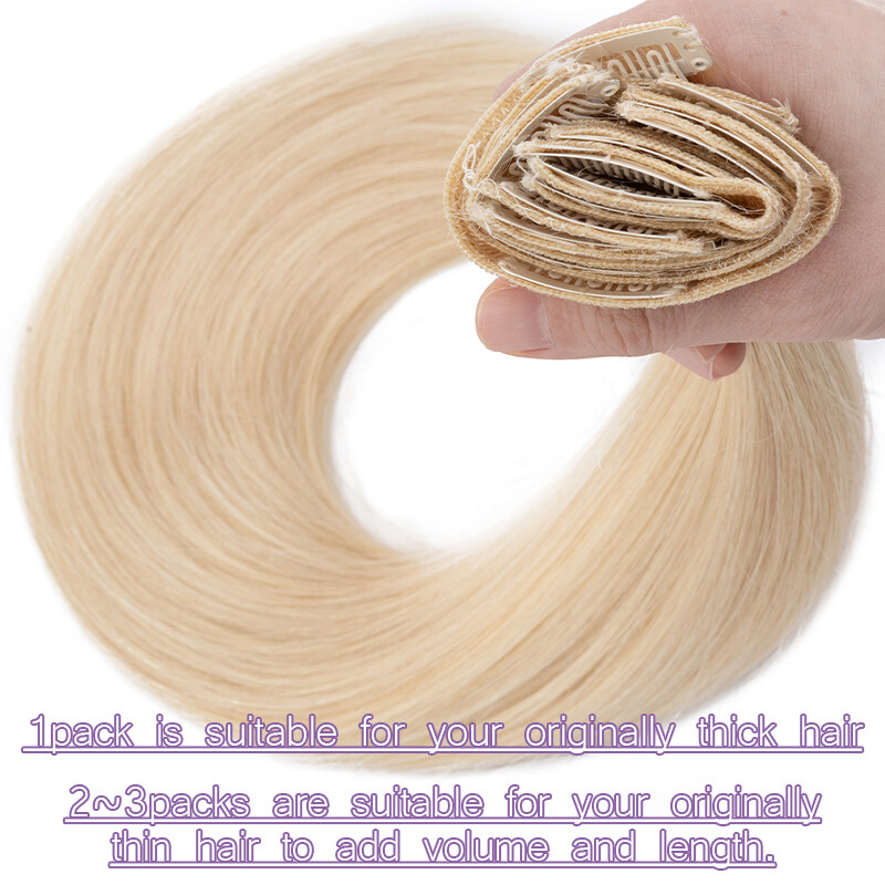 Real Remy Hair Clip In 100% Human Hair Extensions 8Pieces with 18Clips Full Head
