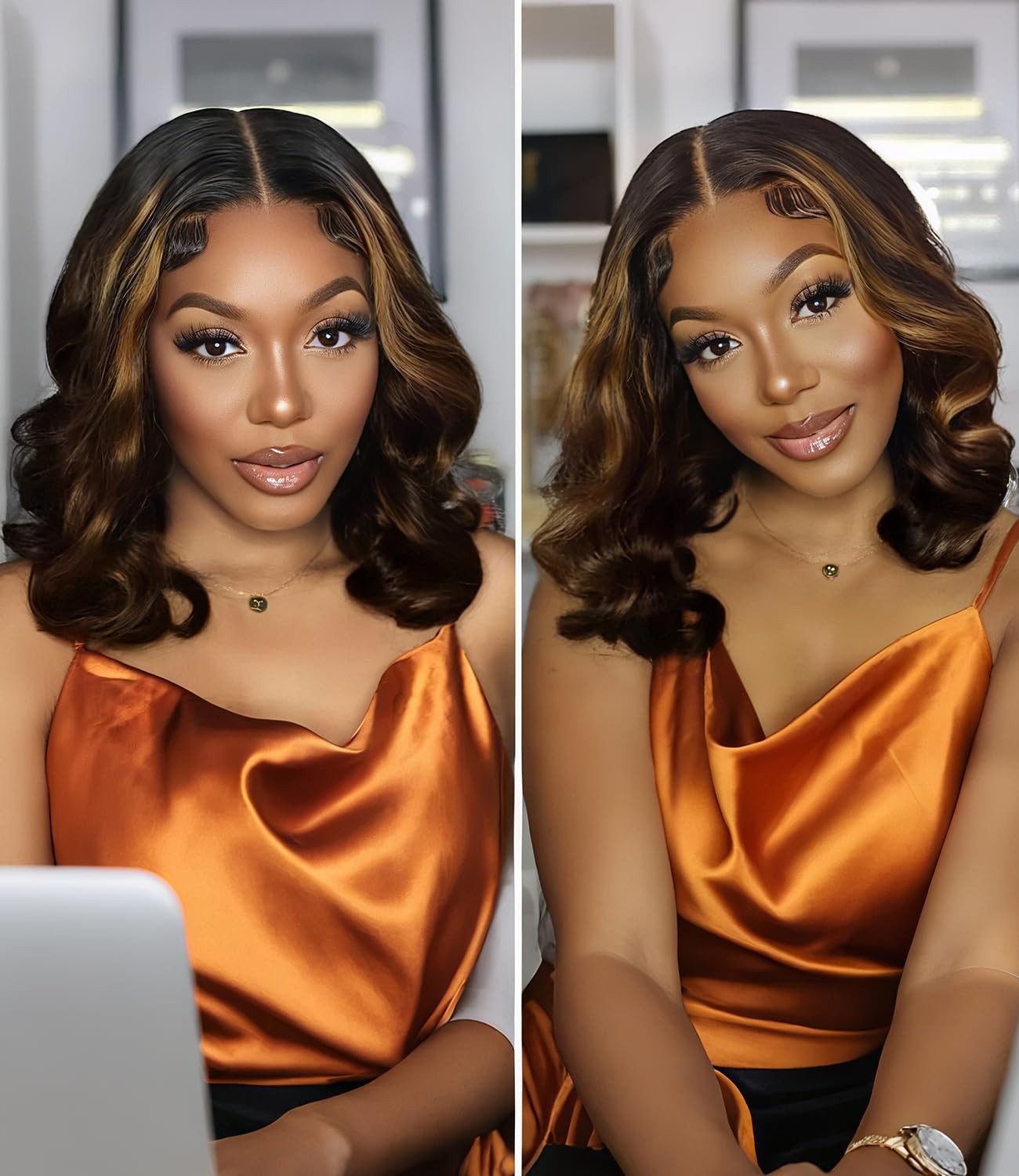 Highlight Lace Front Wig Human Hair Loose Wave 6X5 Glueless Wigs Human Hair P…
