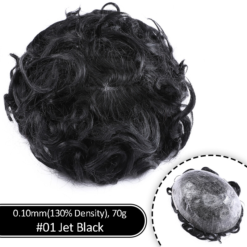 Thin Skin Mens Toupee Invisible Men Hair Replacement System Hairpiece Topper Wig