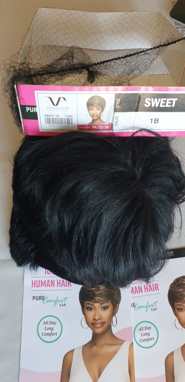 Vivica A. Fox Sweet-1B Womens Pure Comfort Cap Wig Off Black Human Hair Washable