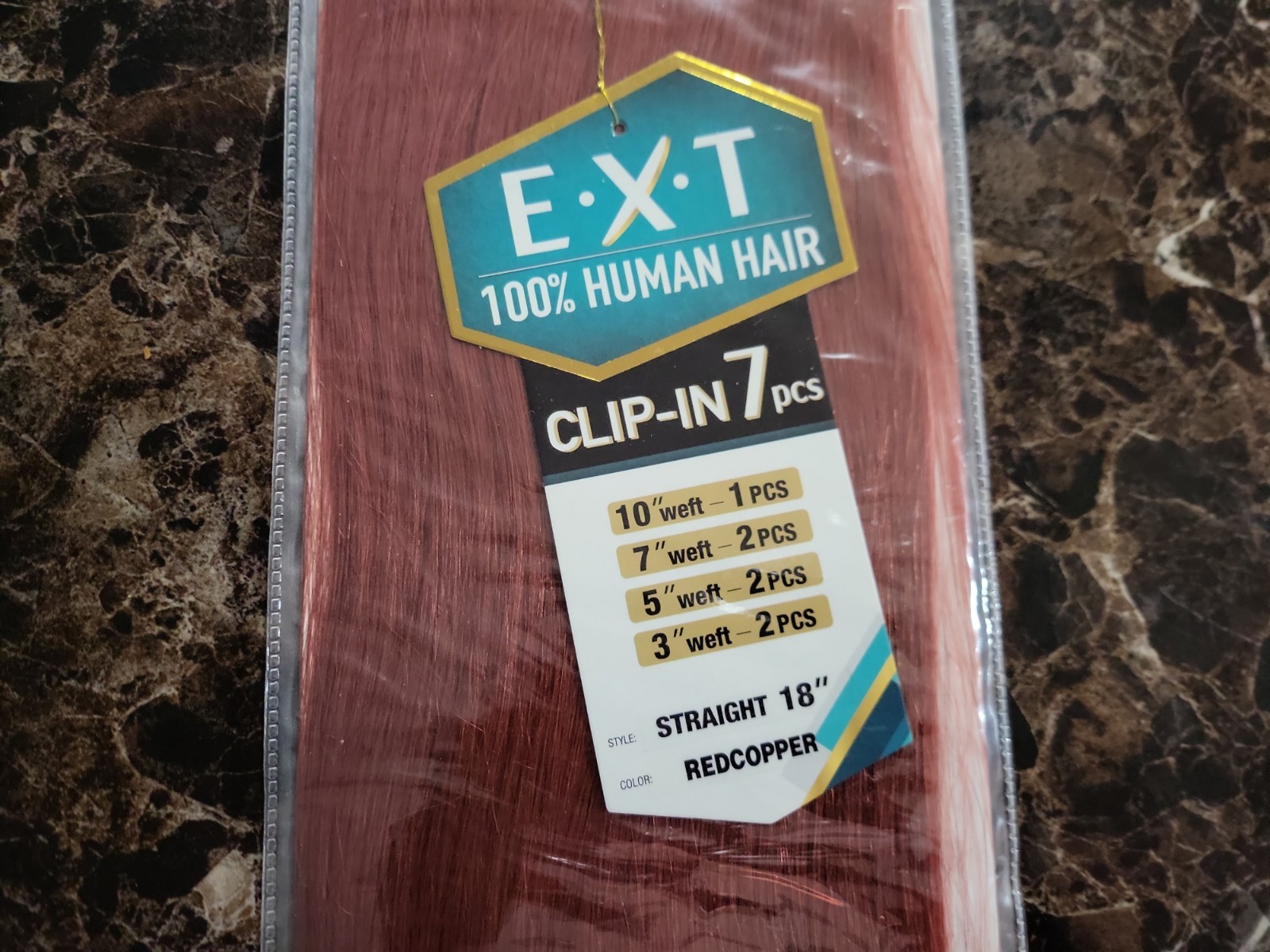 Shake-n-Go EXT 100% Human Hair 7 Piece Clip-In 18″ Red Copper