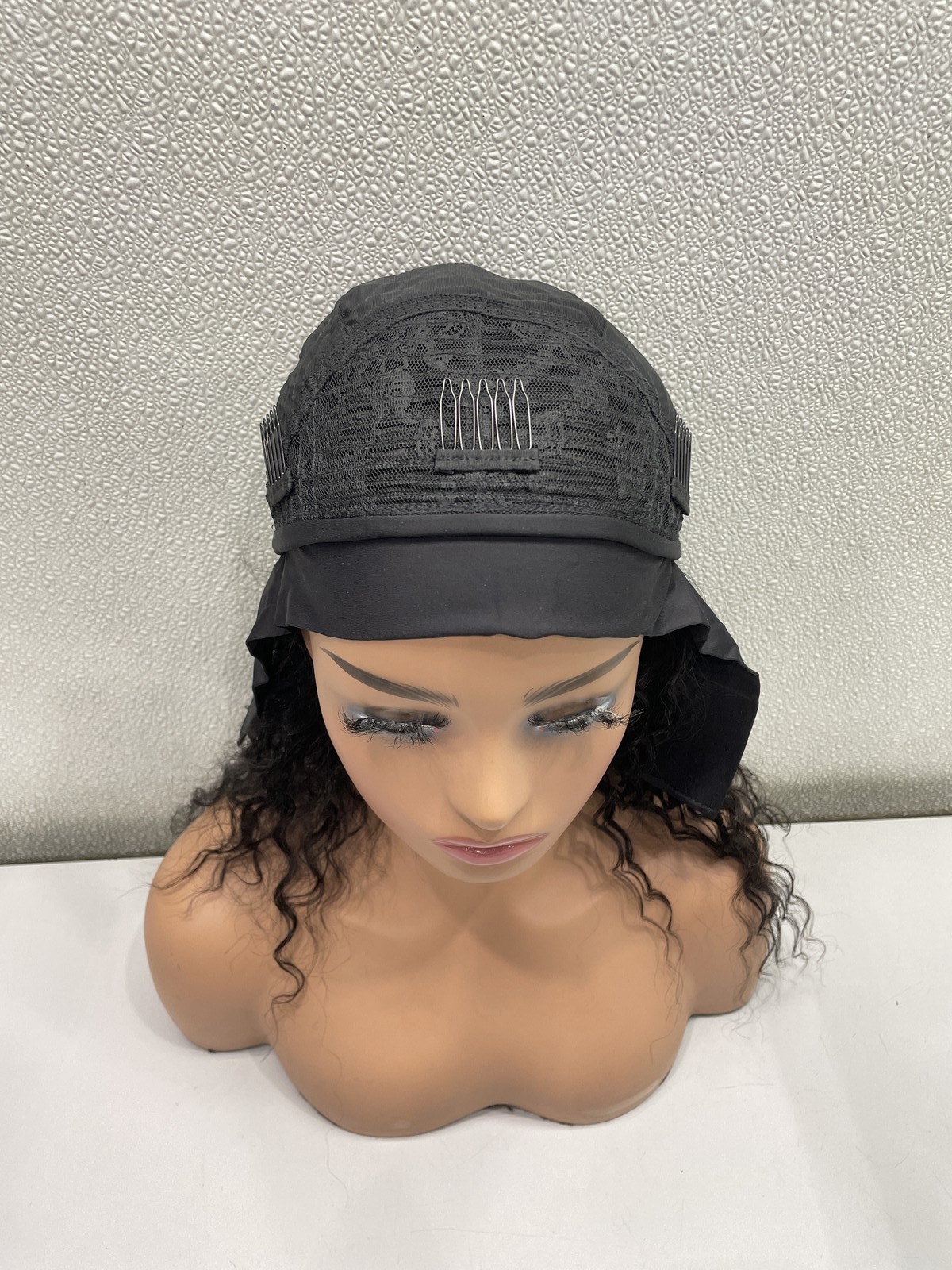 Nicmiss Natural Black Deep Wave Human Hair Headband Glueless Wig 16″