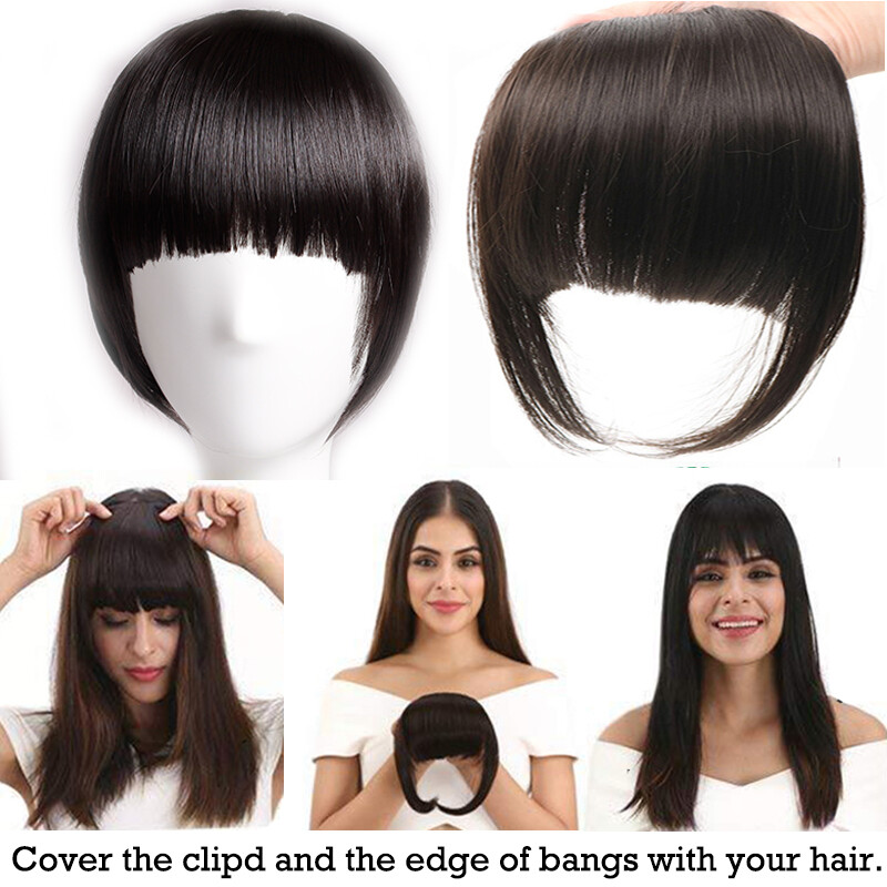 Fake Bangs Hair Clip on Front Neat Bang Fringe Hair Extensions AS Real Hair US